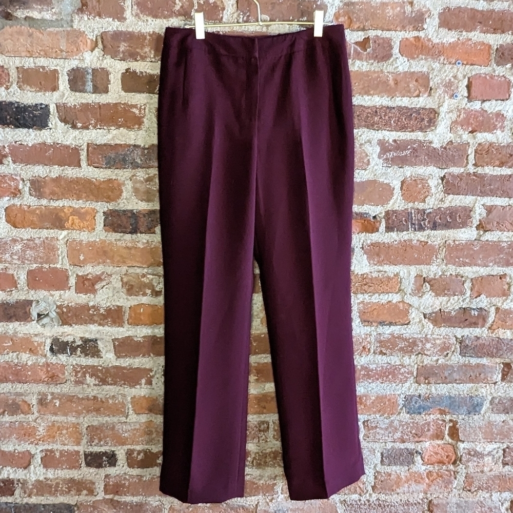 Larry Levine Classics Size 4 Burgundy Wide Leg Fully‎ Lined Pants